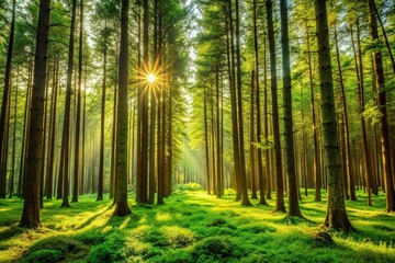 Obraz premium forest trees growing in landscape and grass Point of View