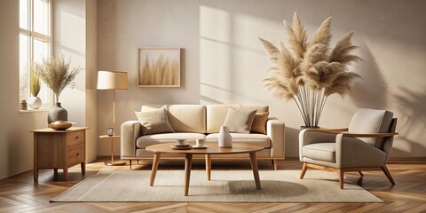 Minimalist Living Room with Beige Sofa and Natural Light - Modern Home Decor Ideas