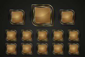 Group of premium gold buttons design in Luxury and set of gold buttons with premium stoked vector web buttons design