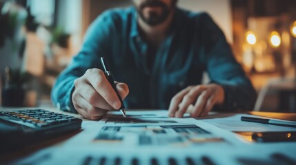 Fototapeta premium Business Professional Working at Desk
