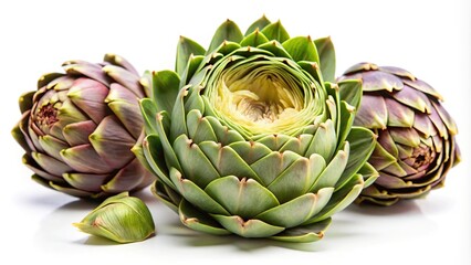 Fototapeta premium Fresh artichoke petals on white background