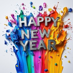 The year is 2025 and it is a colorful and artistic representation of the number. The colors are vibrant and the letters are painted on a white background. Concept of creativity and imagination