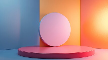 A captivating dance of hues, pink and blue sphere on vibrant gradient background