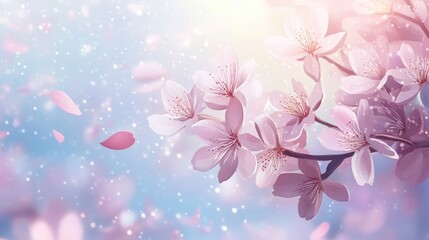 Fototapeta premium Beautiful cherry blossom background with delicate pink petals creating a stunning natural display