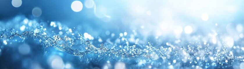 Abstract blue background with water droplets, a study in texture and light