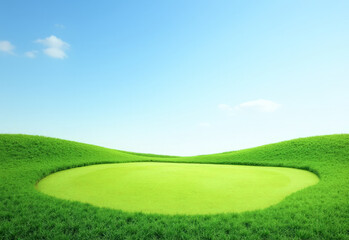 Fototapeta premium green grass against a blue sky minimalism