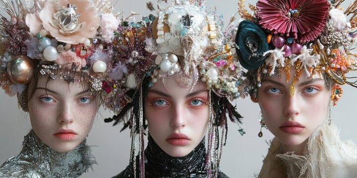 beauty of teen with flowers crown 