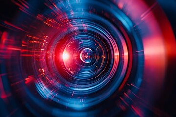 Obraz premium Abstract Camera Lens Glare in Red and Blue