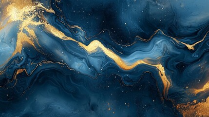 Obraz premium Abstract Liquid Marble Texture with Gold Swirls
