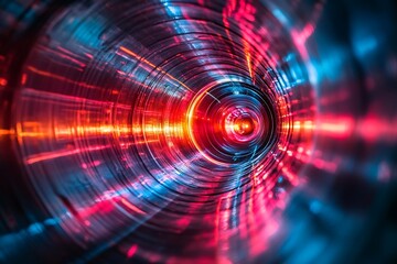 Abstract Circular Lens Flare with Red and Blue Reflections