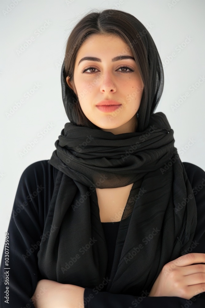 Canvas Prints Iranian woman sad portrait scarf adult.