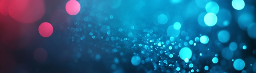 Abstract design, colorful array of circles on blue and red background 