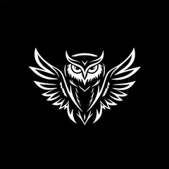 Owl - Black and White Isolated Icon - Vector illustration