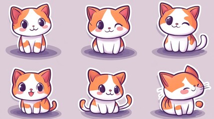 Obraz premium Cute Cartoon Cats Illustration