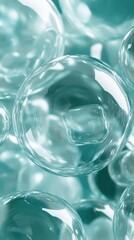Abstract Teal Glass Spheres Background Modern Design Texture Minimalist Wallpaper