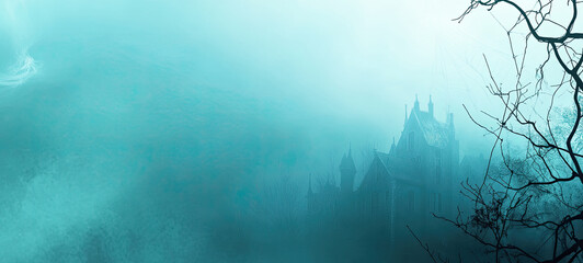 halloween decoration background template illustration. banner, copy space, spooky background.	