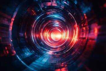 Obraz premium Abstract Red and Blue Camera Lens Bokeh Vortex