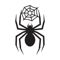 Vector Silhouette of Spider, Creepy Spider Illustration and white background