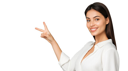 Model Pointing Right with Confident Expression for Product Placement on Transparent Background