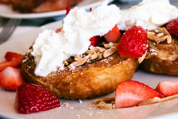 Strawberry French toast with whip cream 