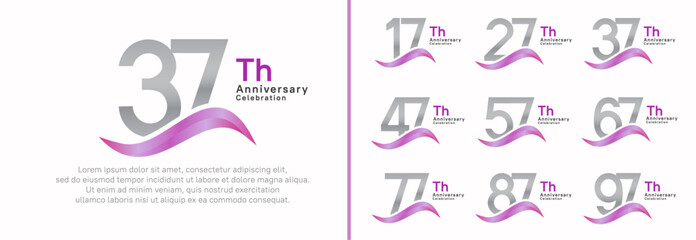 anniversary logotype set. vector design silver color number can be use for special moment