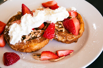 Strawberry French toast with whip cream 
