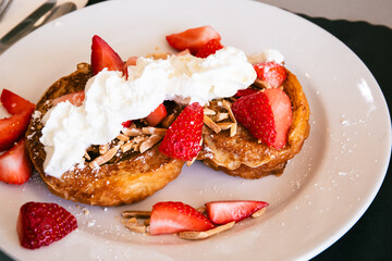 Strawberry French toast with whip cream 