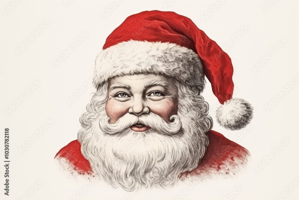 Sticker Santa claus portrait drawing sketch.