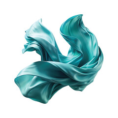 Flying stylish and colourful silk or cotton fabric. Waving satin cloth isolated on transparent PNG background.