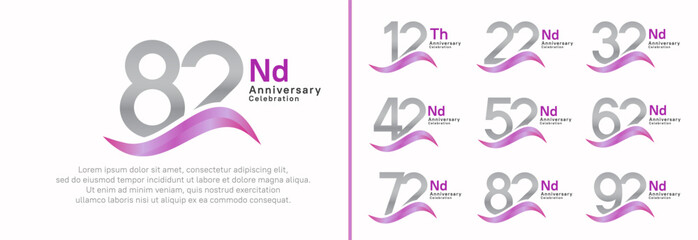 anniversary logotype set. vector design silver color number can be use for special moment