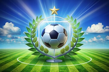 Naklejka premium Modern Professional Soccer Tournament Emblem - Vector Landscape Photography