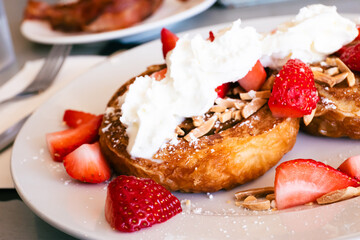 Strawberry French toast with whip cream 