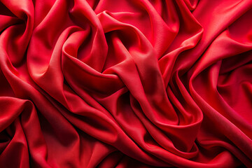 Obraz premium Soft red fabric with flowing wave textures, creating an abstract and elegant background