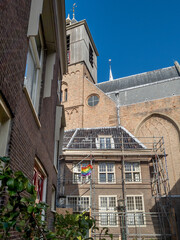 Hooglandse Protestant church under the reconstruction, Leiden, Netherlands