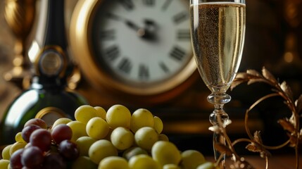Grapes, Clocks, and Champagne: A Spanish New Year Tradition in Festive Glass