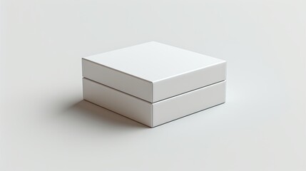 Fototapeta premium Sleek white box 3D mockup for versatile product packaging. Isolated on a white background for a clean presentation. Perfect for branding and marketing. cardboard, package, product. High resolution