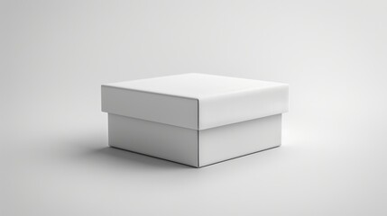 Realistic 3D mockup of a sleek white box for versatile packaging presentations. Isolated on a white background for a clean appearance. Perfect for product branding. cardboard, product. High