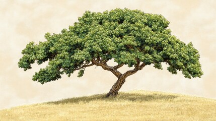 Stunning hand-drawn oak tree with sprawling branches, featuring engraved family names, a symbol of growth and legacy, in vintage style