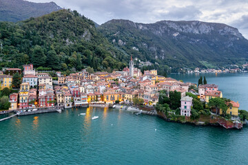 Fototapeta premium Magical Twilight Over Varenna Village on Lake Como