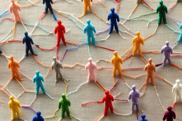 Symmetrical Network of Colorful Thread Figures