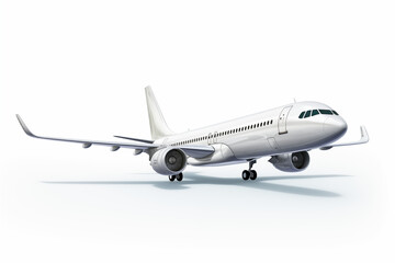 Fototapeta premium Airliner on withe background. PNG cutout. Airliner related themes. Images for graphic designers. Travel agency. Isolated plane. Image for website.