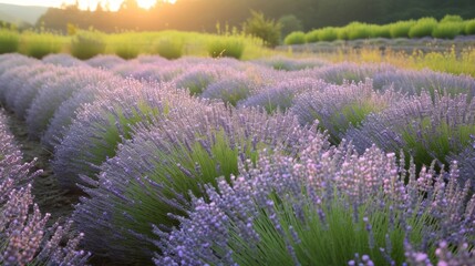 Obraz premium Stunning Lavender Field at Sunset - A Breathtaking Floral Landscape