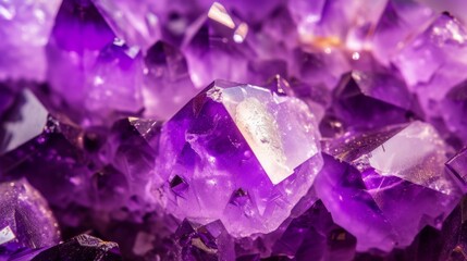 Fototapeta premium Amethyst Crystal Cluster: A Close Up View of Purple Gemstones