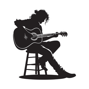 recommend clip art: musician playing guitar silhouette vector  black colour white background
