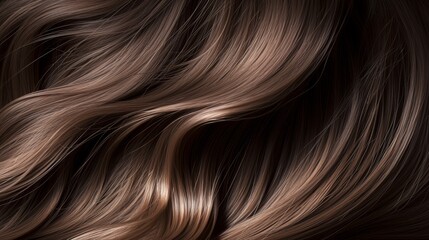 Naklejka premium Close-up of Smooth Brown Hair Texture