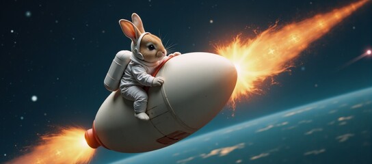 A joyful Easter adventure stars a bunny astronaut piloting an egg spaceship to explore outer space