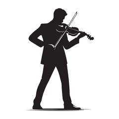 Violinist  silhouette vector art  illustration design black colour white background