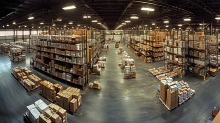 Obraz premium Warehouse Interior: A Glimpse into the Heart of Logistics