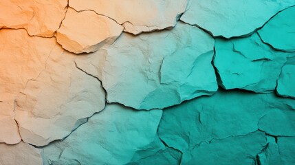 Obraz premium Abstract Cracked Stone Texture in Teal and Orange Hues, background illustration 