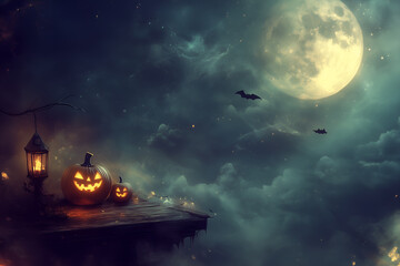 A spooky Halloween night scene